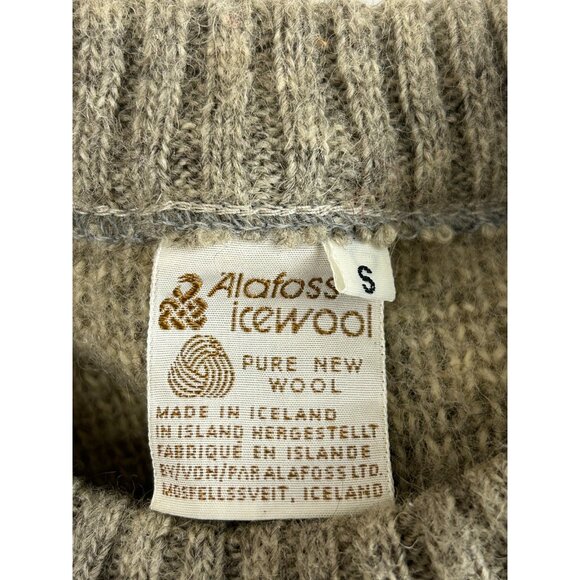 ALAFOSS Icewool Mens S Crew Neck Jumper Sweater Beige Fair Isle Virgin Wool VTG - Picture 3 of 12
